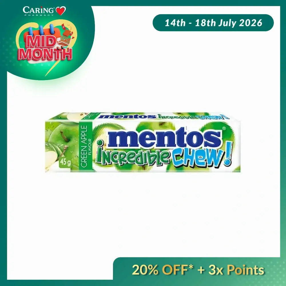 MENTOS INCREDIBLE CHEW GREEN APPLE 45G