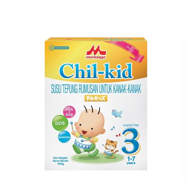 Morinaga Chil-Kid milk powder 1-7 years in a 600g box with a playful design for children's nutrition