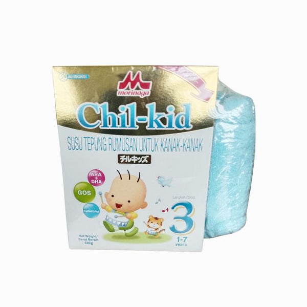 Morinaga Chil-Kid milk powder in a colorful package designed for children aged 1-7 years