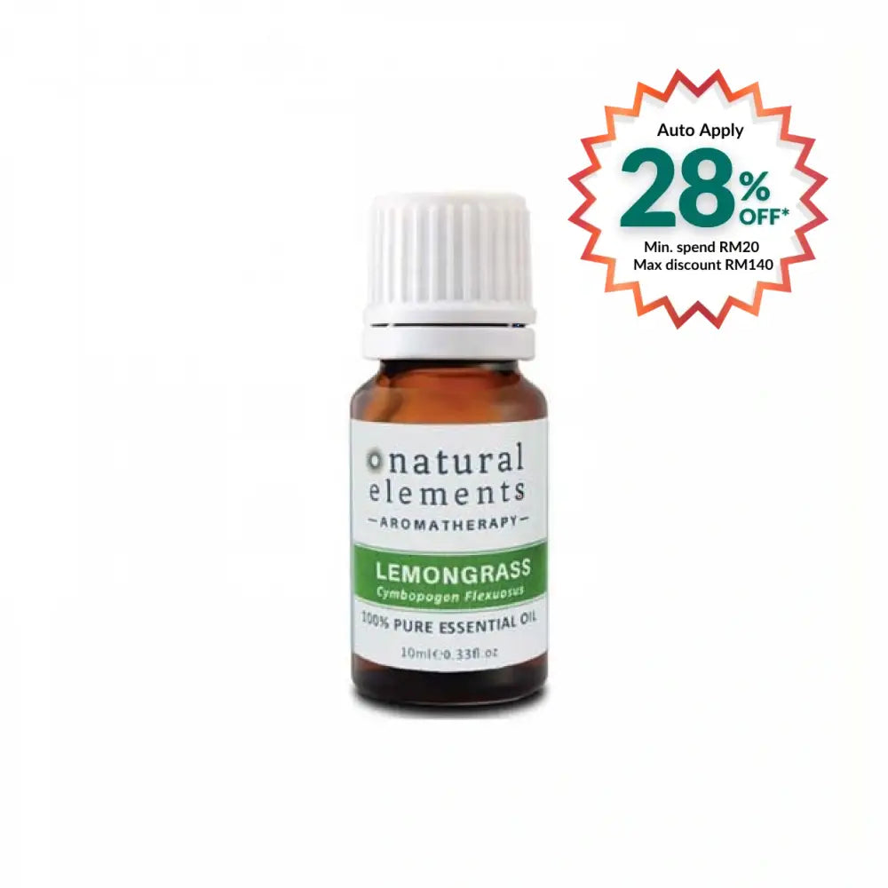 NATURAL ELEMENTS AROMATHERPY LEMONGRASS PURE ESSENTIAL OIL 10ML