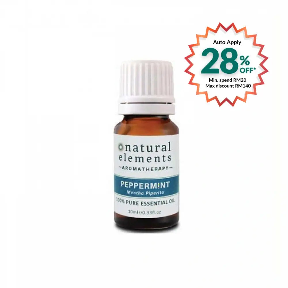 NATURAL ELEMENTS AROMATHERPY PEPPERMINT PURE ESSENTIAL OIL 10ML