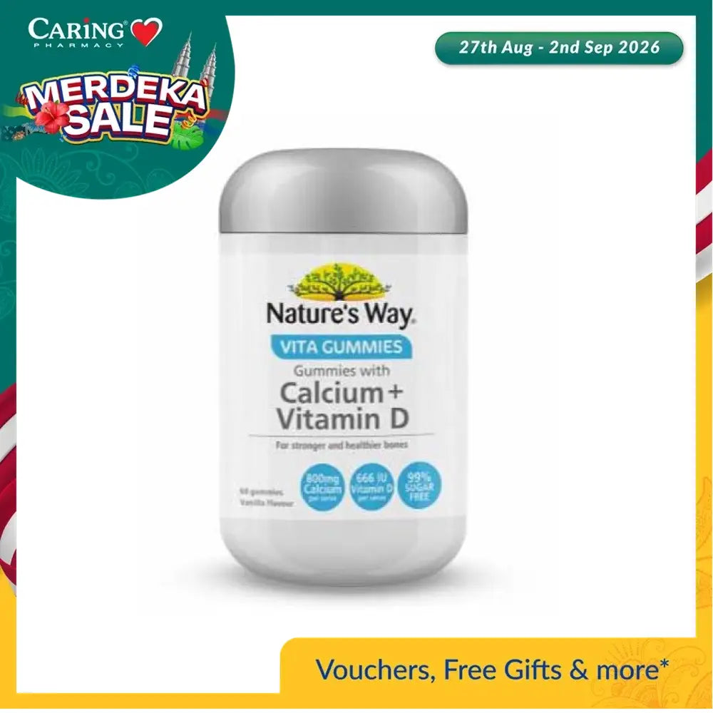 Nature's Way Calcium and Vitamin D Gummies for Adults in a container for stronger bones