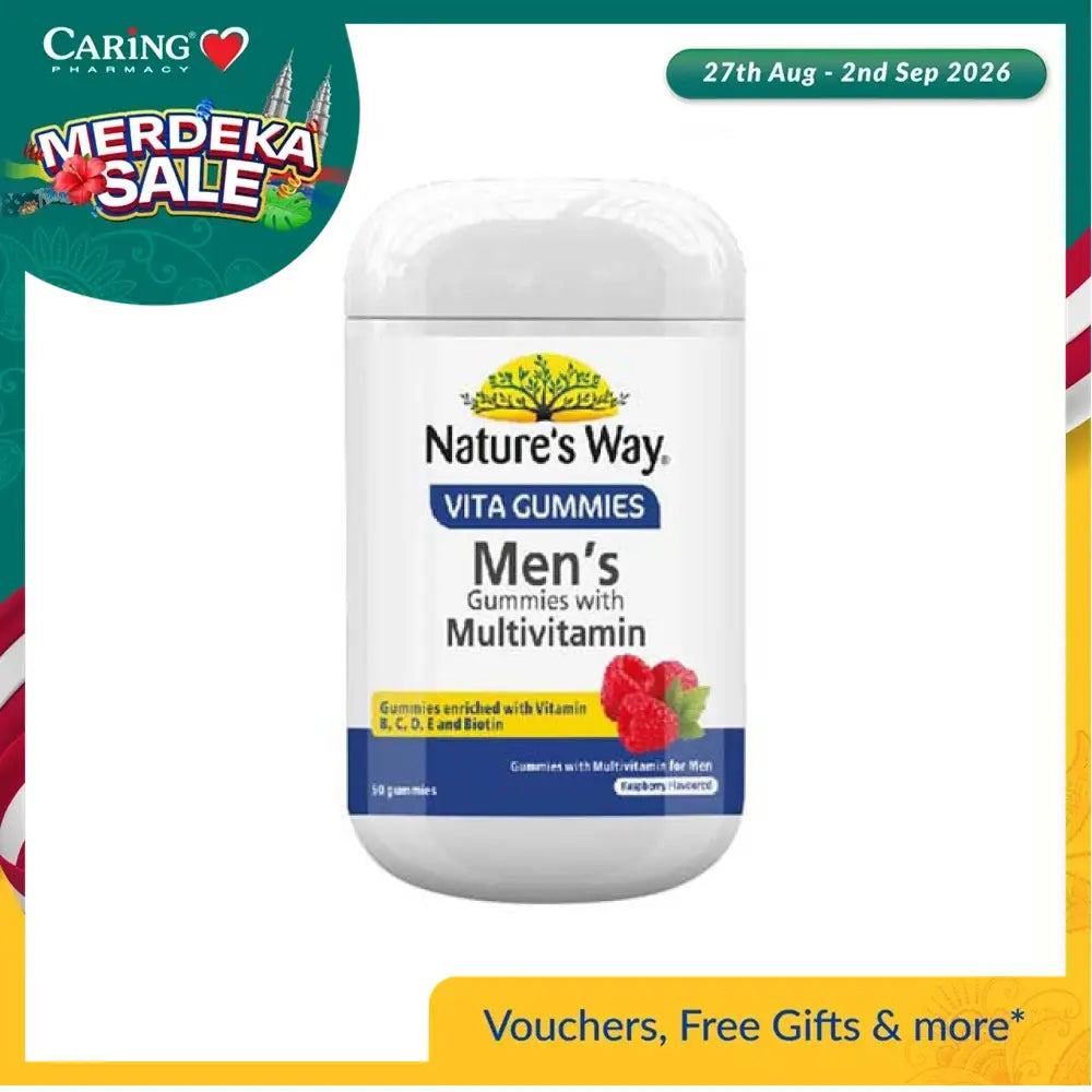 Nature's Way Men's Multivitamin Gummies Bottle with Raspberry Flavor for Daily Nutritional Support
