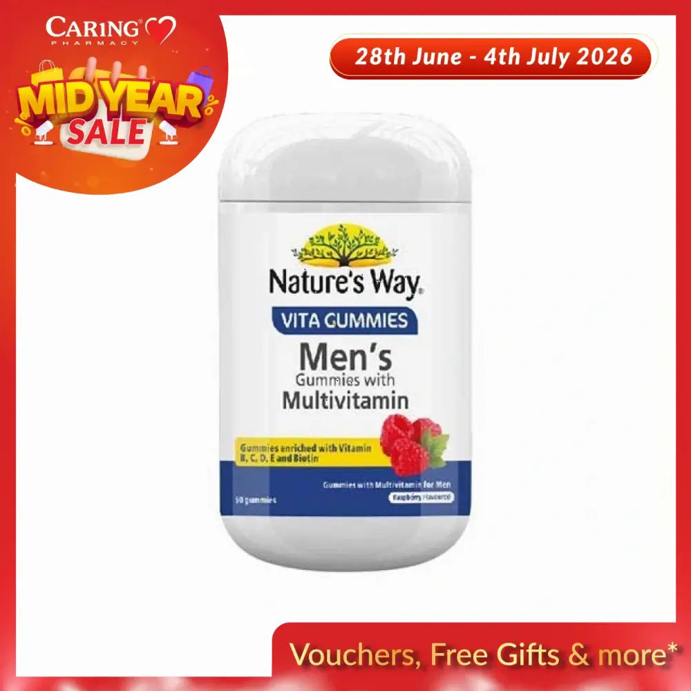 Nature's Way Men's Multivitamin Gummies Bottle with Raspberry Flavor for Daily Nutritional Support