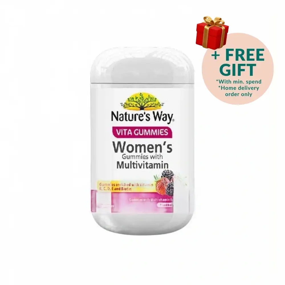 Nature's Way Women's Multivitamin Gummies in a bottle with blackberry flavor for daily nutrition