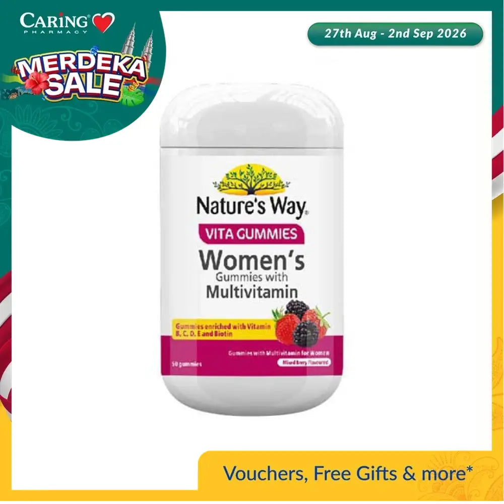 Nature's Way Women's Multivitamin Gummies in a bottle with blackberry flavor for daily nutrition