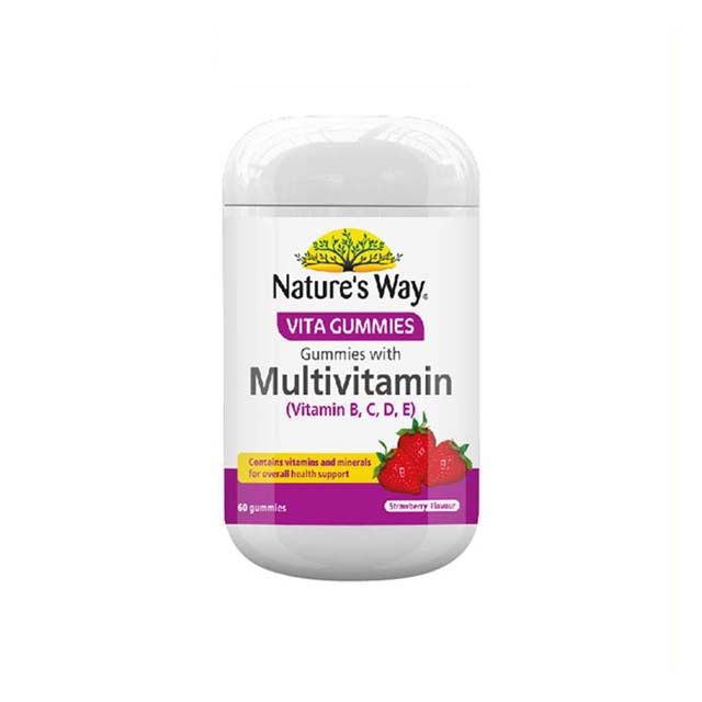 Nature's Way adult multivitamin gummies in strawberry flavor for daily health support