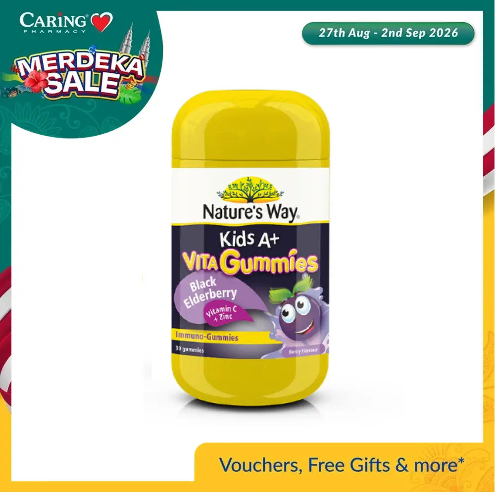 Nature's Way Kids A+ Vita Gummies with Black Elderberry and Zinc for immune support in fun gummy form
