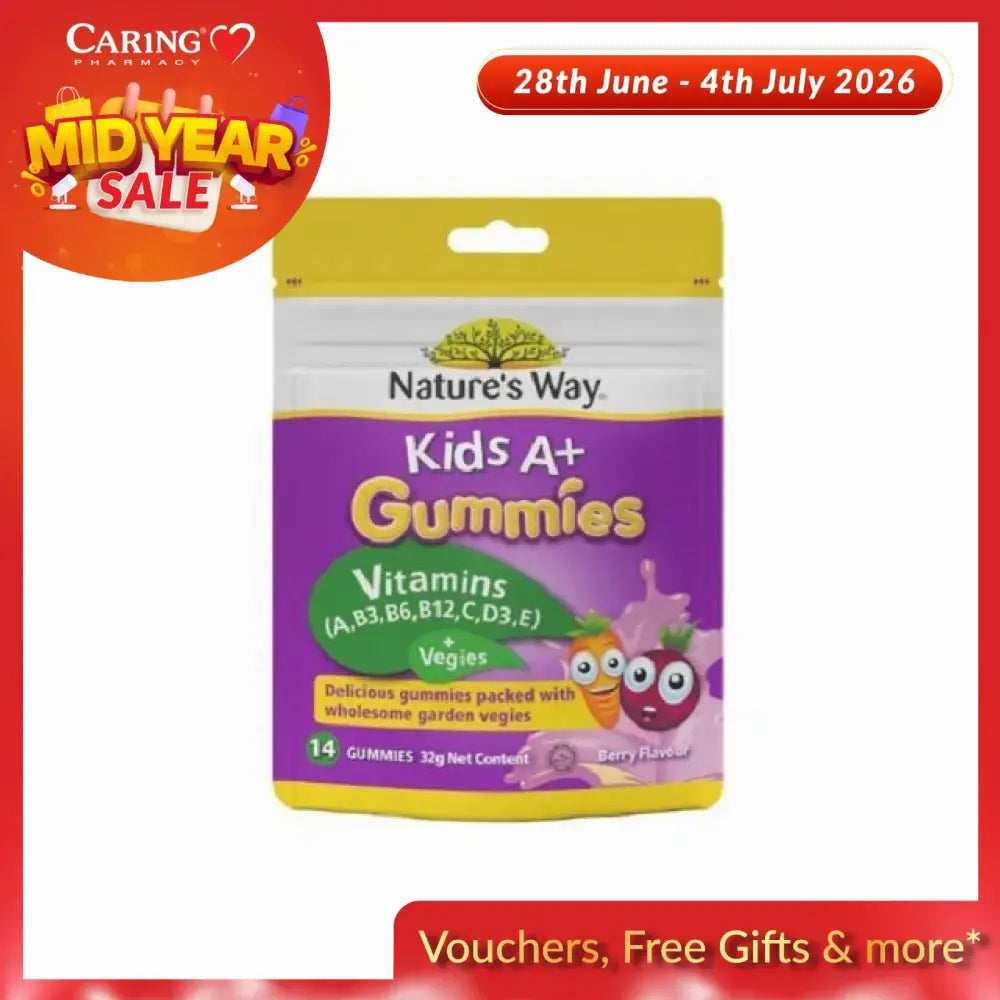 Nature's Way Kids A+ Gummies with Veggies in Berry Flavor, packed with essential vitamins for kids