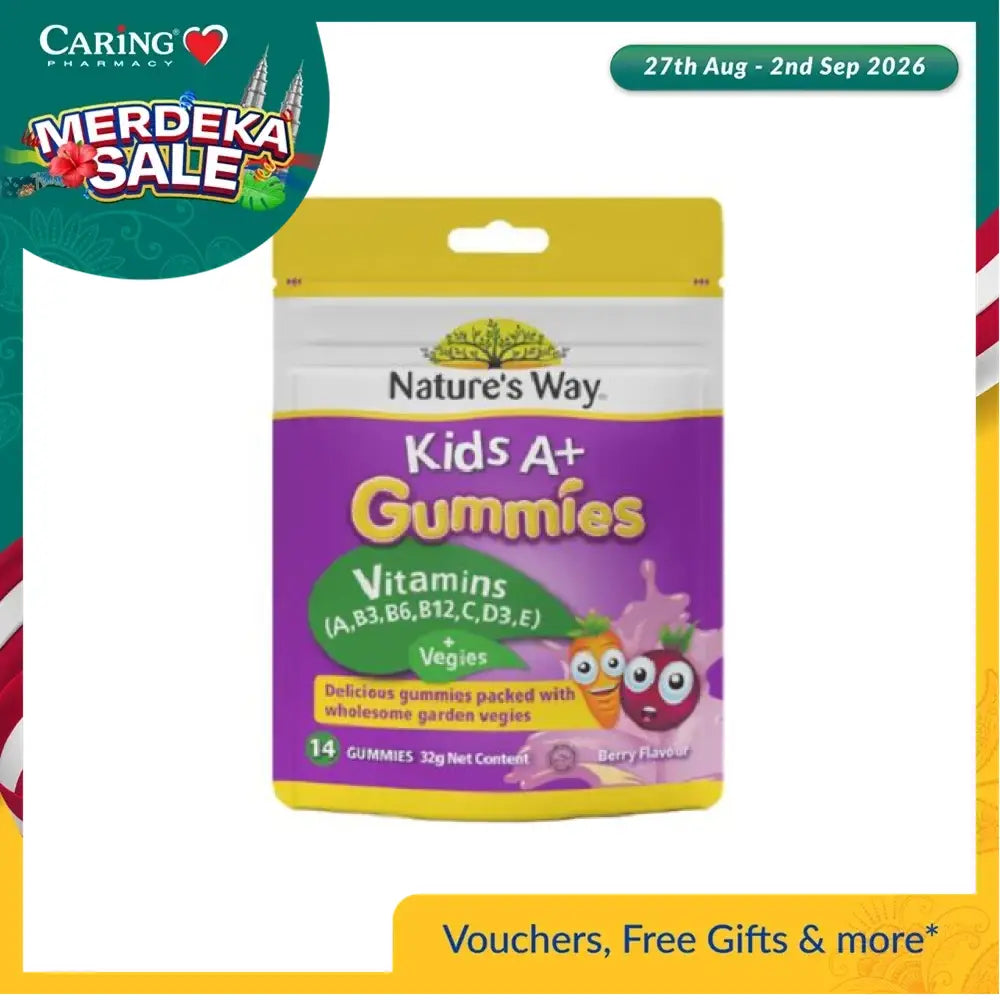 Nature's Way Kids A+ Gummies with Veggies in Berry Flavor, packed with essential vitamins for kids