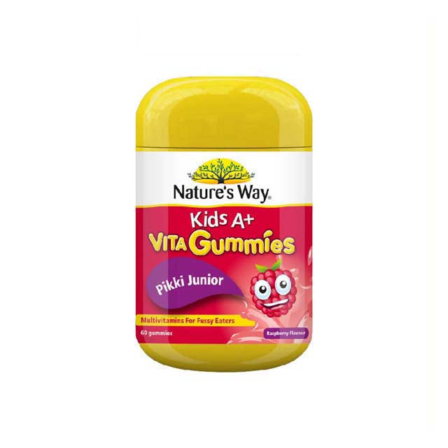 Nature's Way Kids A+ gummies in raspberry flavor, multivitamins for fussy eaters