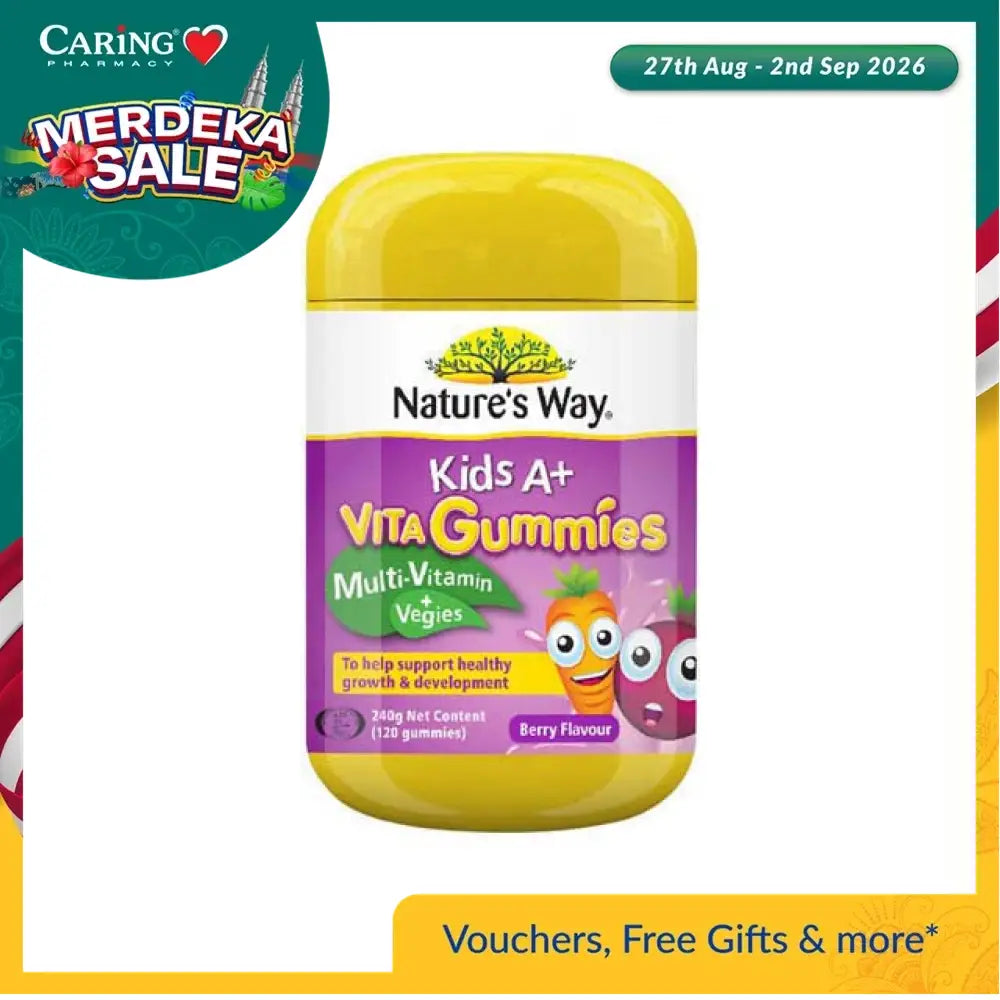 Nature's Way Kids A+ Vita Gummies in Berry Flavour, nutritious kids multivitamin gummies for healthy growth