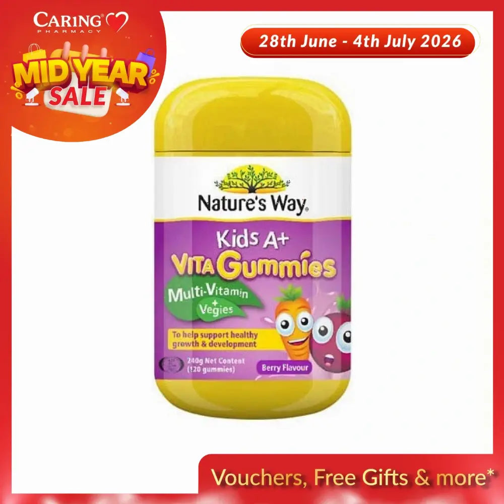 Nature's Way Kids A+ Vita Gummies in Berry Flavour, nutritious kids multivitamin gummies for healthy growth