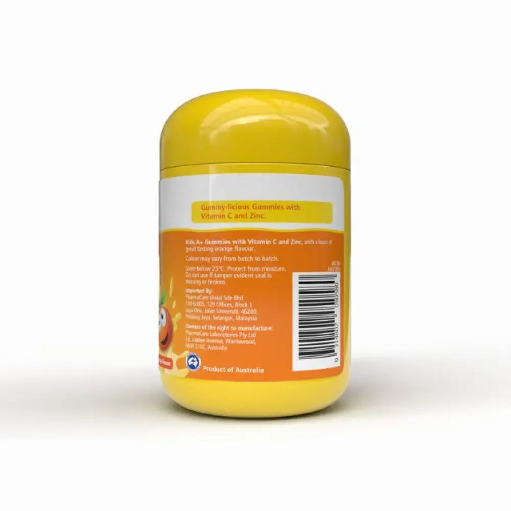 Nature's Way kids vitamin C gummies in a yellow container with a berry flavor and zinc for immunity support