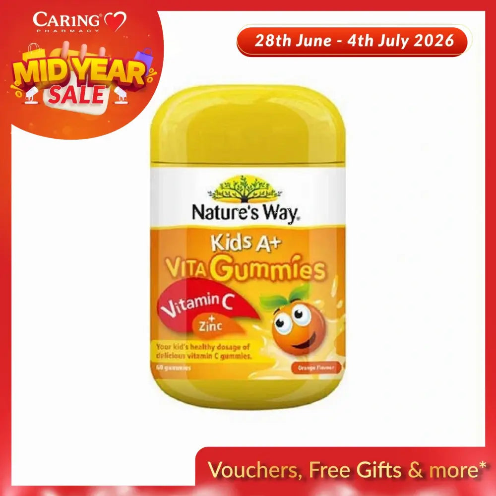 Nature's Way Kids A+ Vita Gummies with Vitamin C and Zinc in orange flavor for kids' immunity
