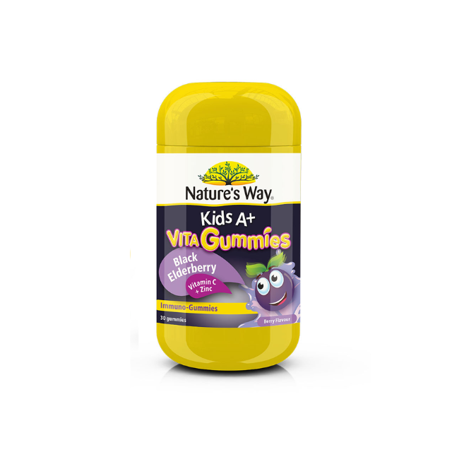 Nature's Way Kids A+ Vita Gummies with Black Elderberry and Zinc for immune support in fun gummy form