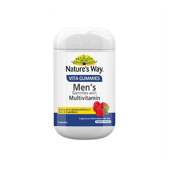 Nature's Way Men's Multivitamin Gummies Bottle with Raspberry Flavor for Daily Nutritional Support