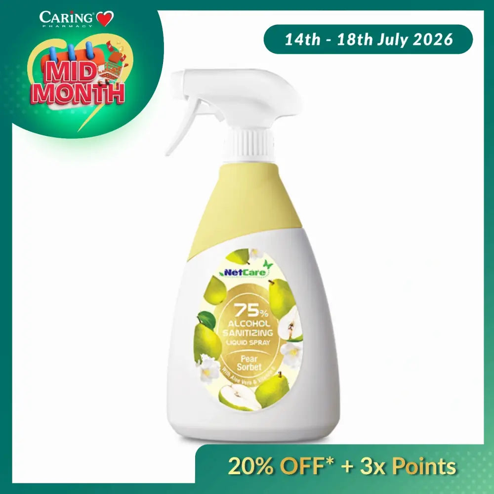 NETCARE 75% ALCOHOL SANITIZING LIQUID SPRAY PEAR SORBET 500ML