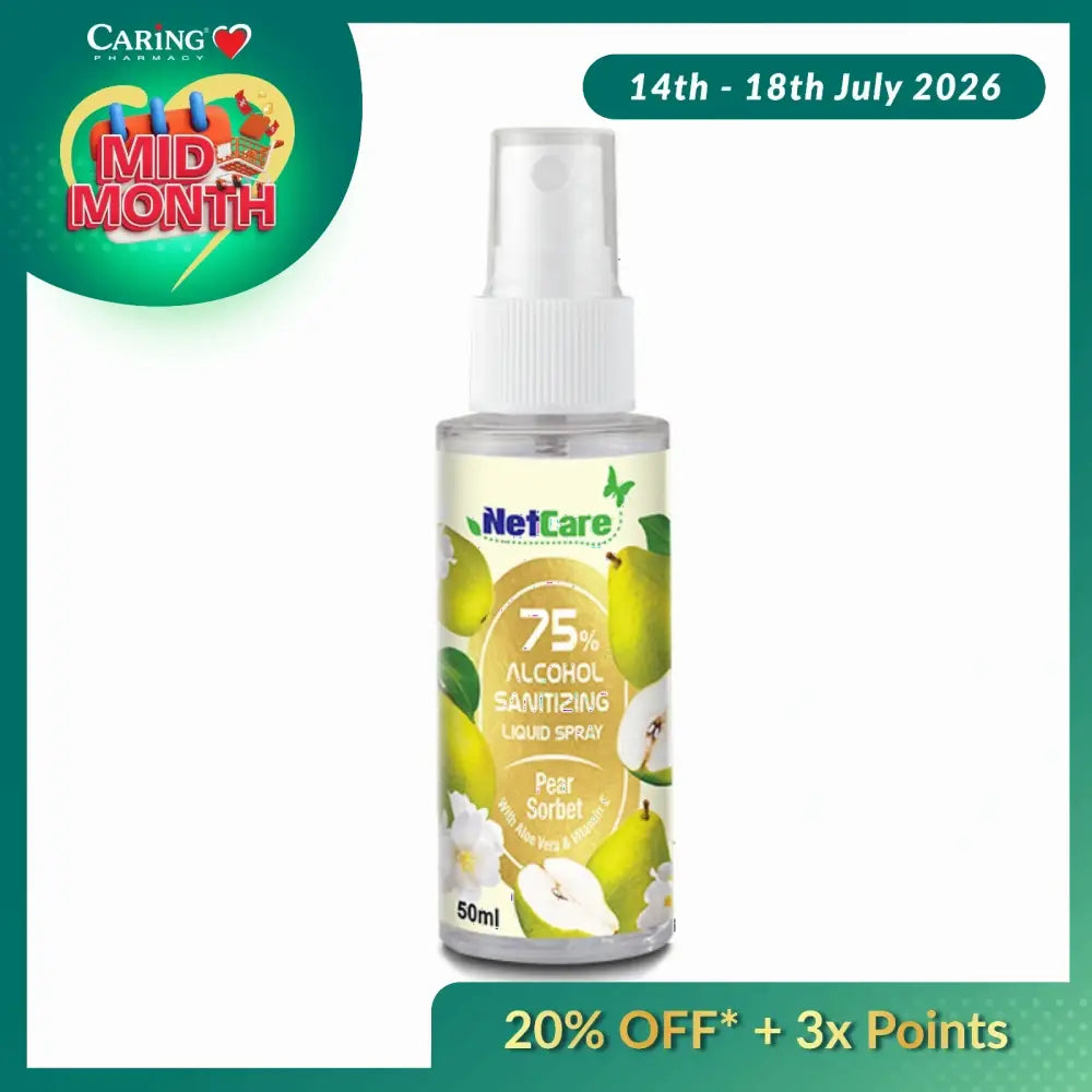 NETCARE 75% ALCOHOL SANITIZING LIQUID SPRAY PEAR SORBET 50ML