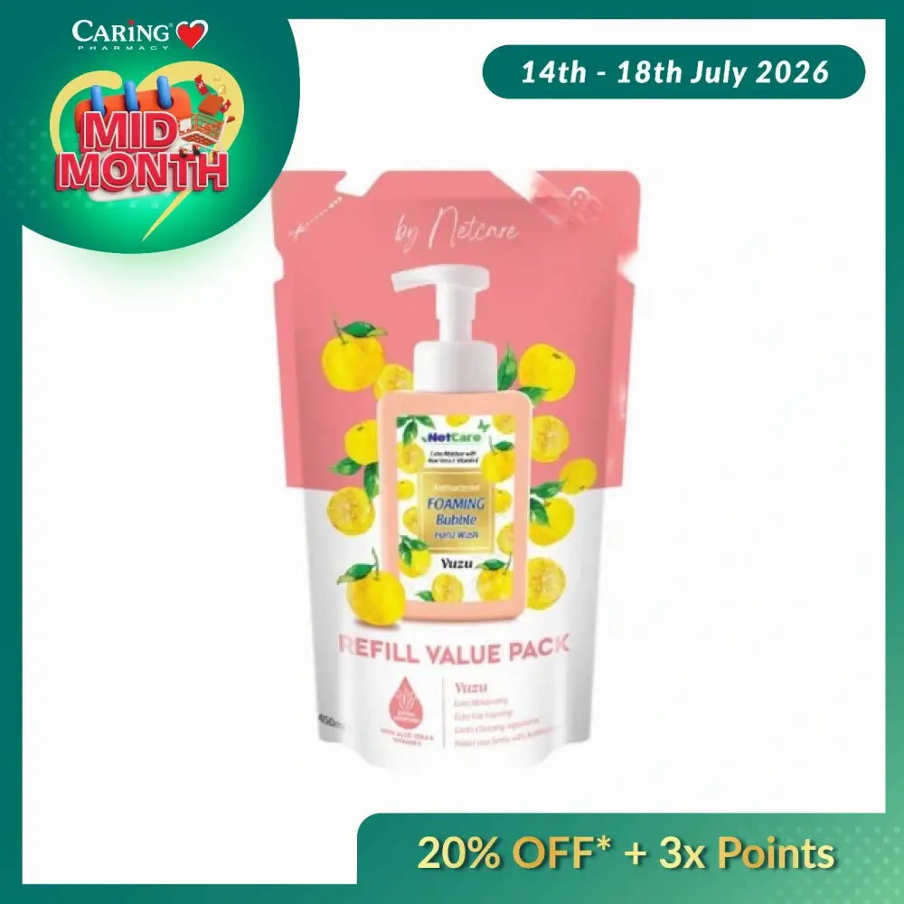 NETCARE ANTIBACTERIAL FOAMING BUBBLE HAND WASH REFILL YUZU 450ML