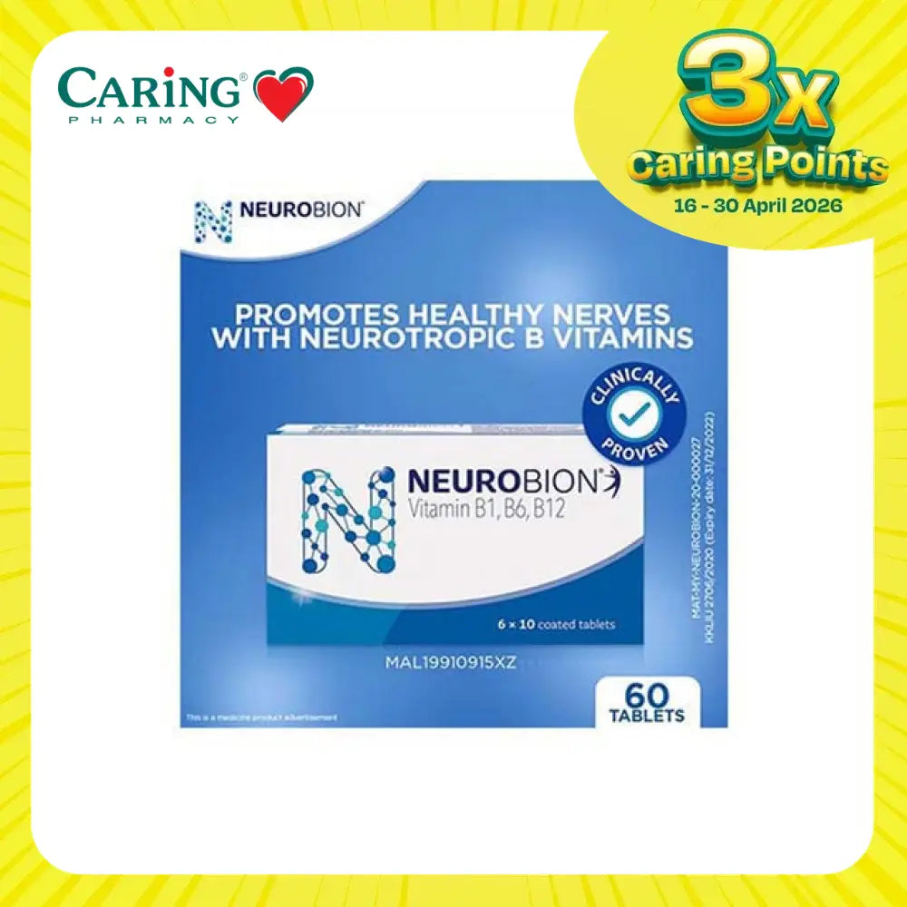 Neurobion 60s vitamin supplement box with 60 coated tablets for healthy nerve support