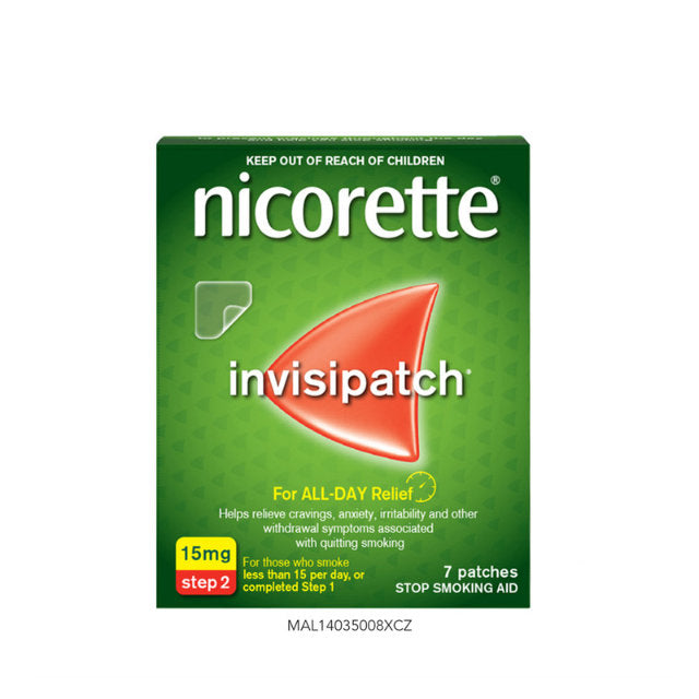 Nicorette 15mg patch stop smoking for all-day relief from cravings and withdrawal symptoms