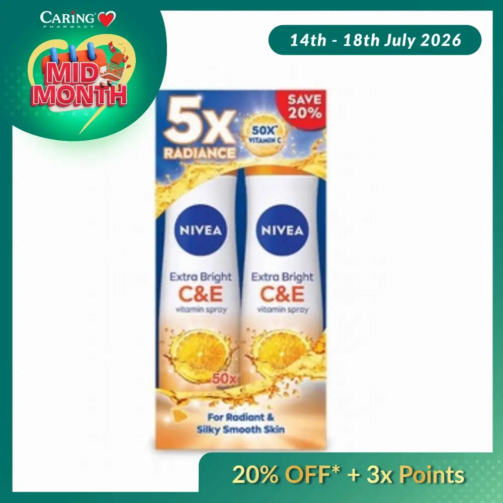 NIVEA DEODORANT EXTRA BRIGHT C&E VITAMIN SPRAY 150ML 2S