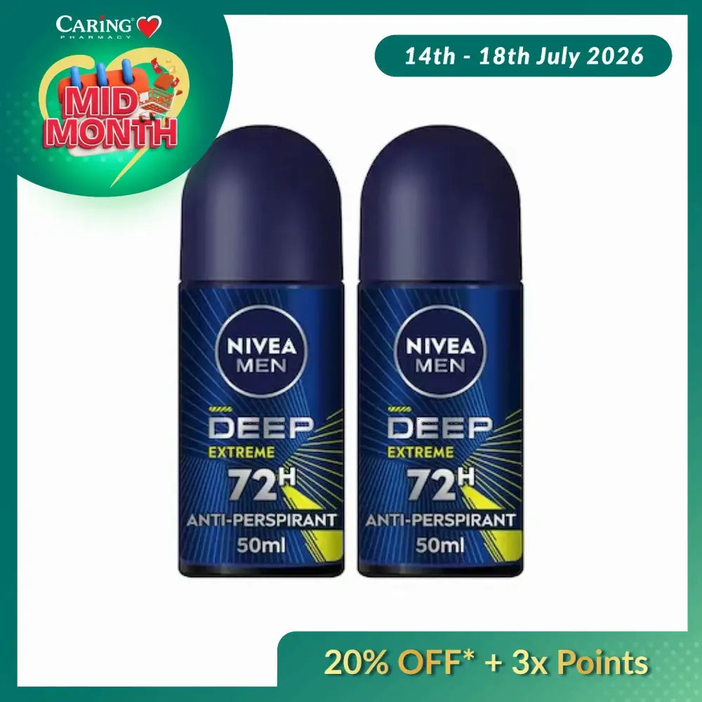NIVEA FOR MEN DEODORANT DEEP EXTREME MAXXTECH ROLL ON 50ML 2S