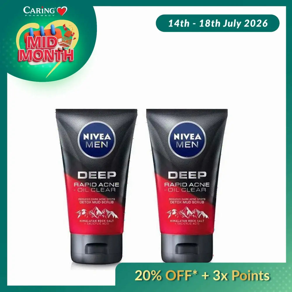 NIVEA MEN DEEP ACNE OIL CLEAR  FACE WASH 100G 2S