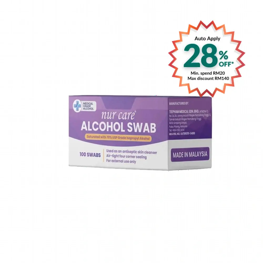 NUR CARE ALCOHOL SWAB PREMIUM 100S