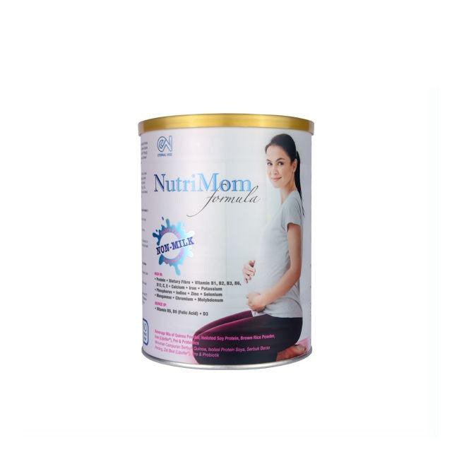 NutriMom formula for pregnant women in a can, designed to support maternal health and nutrition.