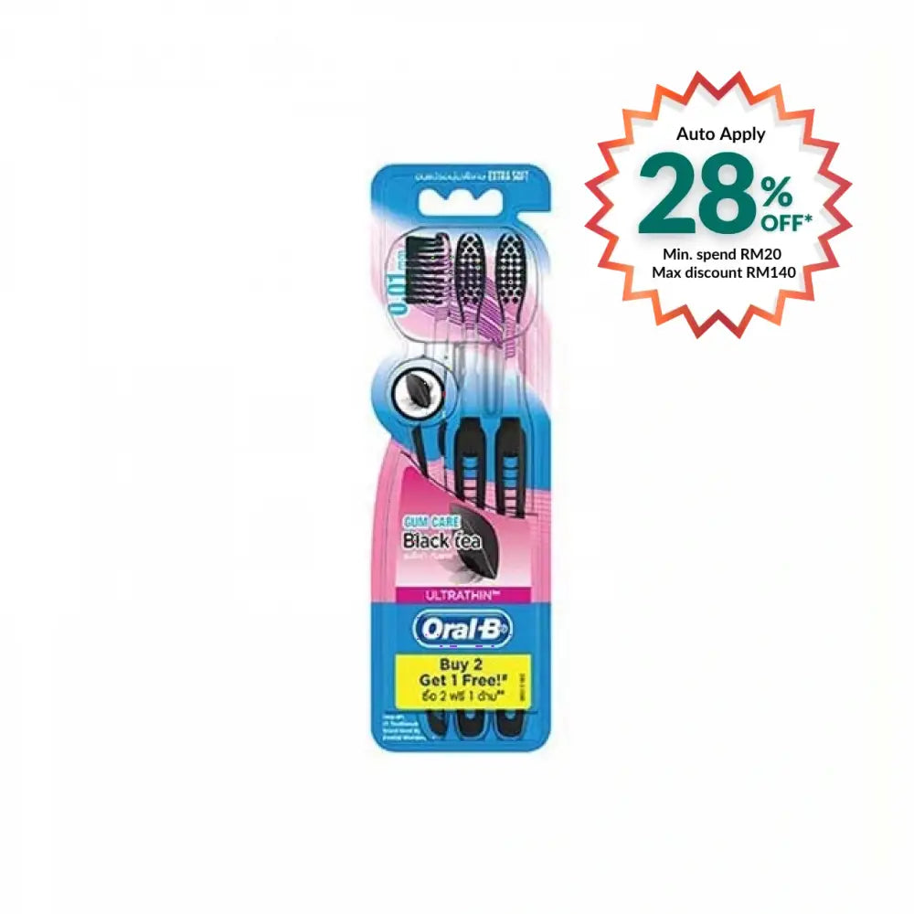 ORAL B TOOTHBRUSH ULTRATHIN BLACK TEA 3S