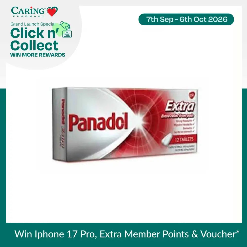 Panadol Extra 12 tablets for effective pain relief and fast-acting formula for headaches and aches