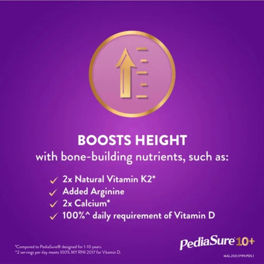 PediaSure 10+ Vanilla 850g promotes height with bone-building nutrients like Calcium and Vitamin D