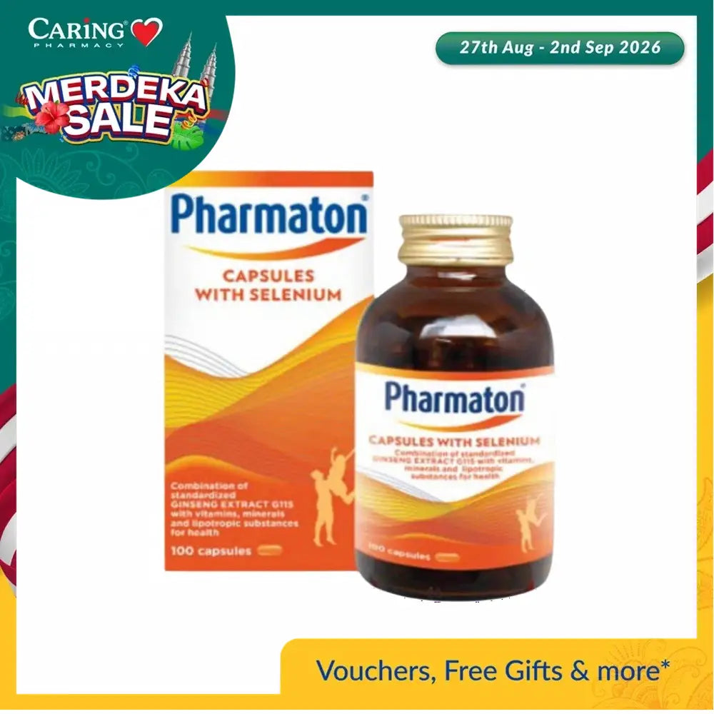 Pharmaton 100 capsules Malaysia with Ginseng and Selenium for overall health support