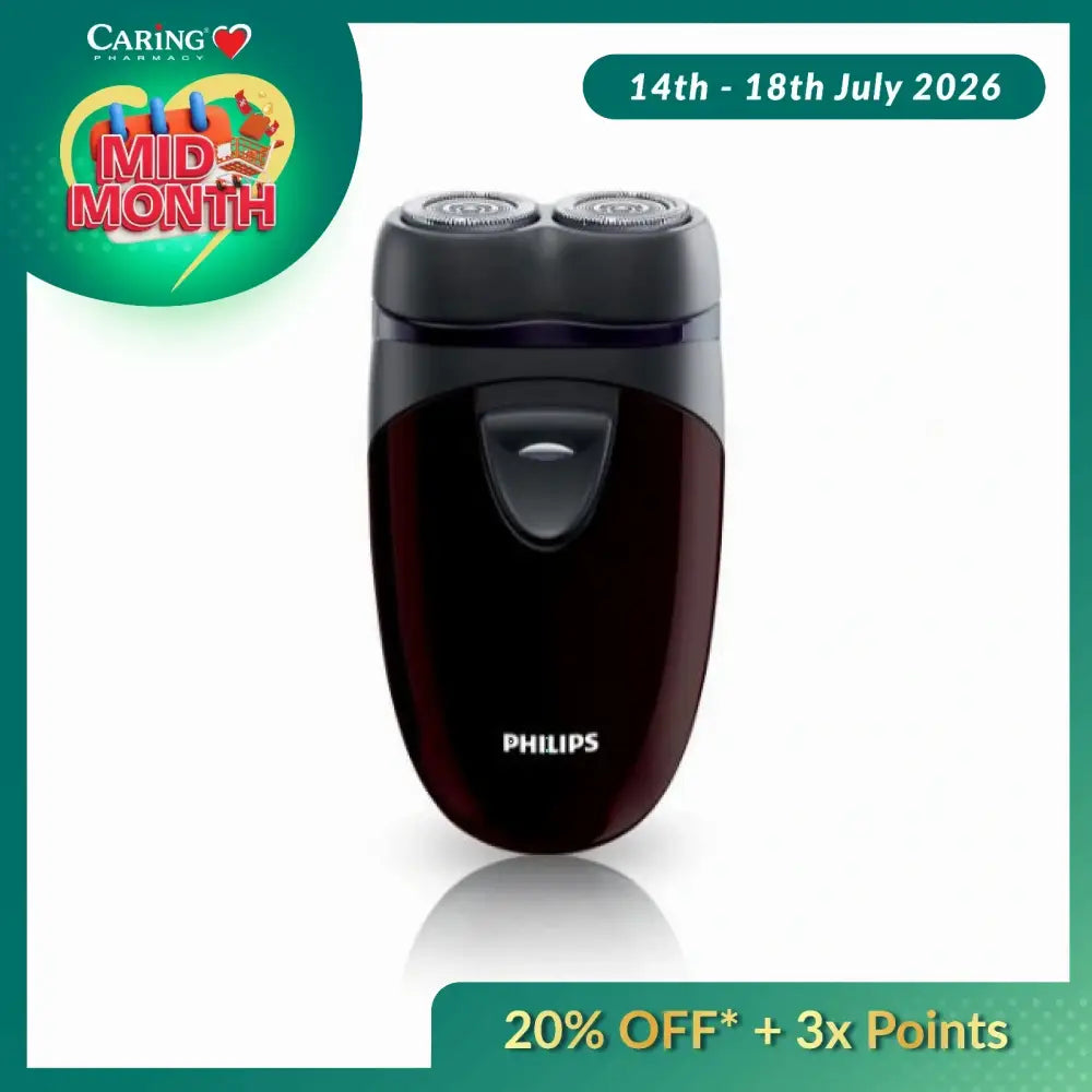 Philips electric shaver for travel with compact design and dual heads for efficient shaving