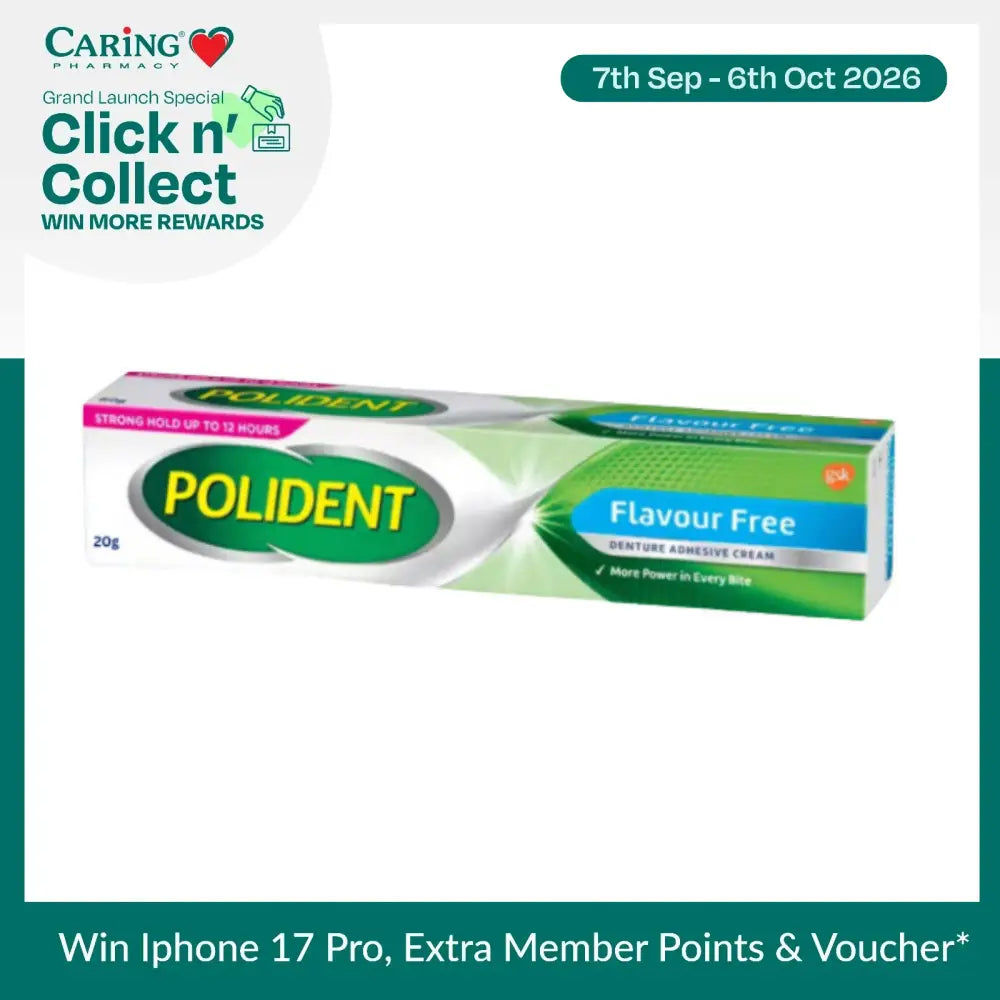 POLIDENT FLAVOUR FREE DENTURE ADHESIVE CREAM 20G