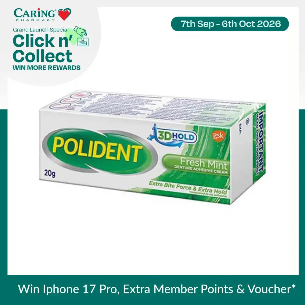 Polident fresh mint denture adhesive cream tube for a secure and comfortable denture fit