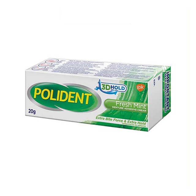 Polident fresh mint denture adhesive cream tube for a secure and comfortable denture fit