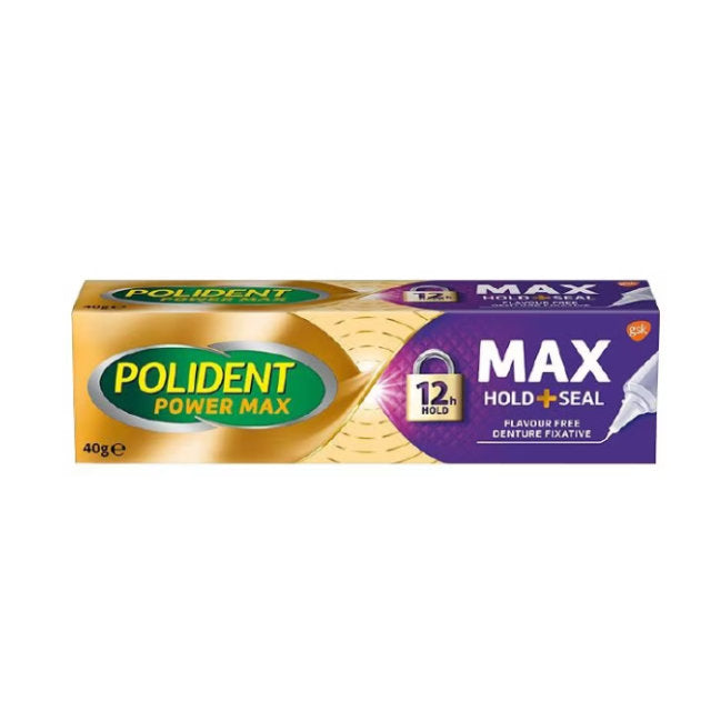 Polident Max Hold denture adhesive for secure hold and comfort, 40g tube suitable for all-day use