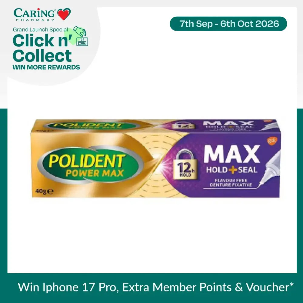 Polident Max Hold denture adhesive for secure hold and comfort, 40g tube suitable for all-day use