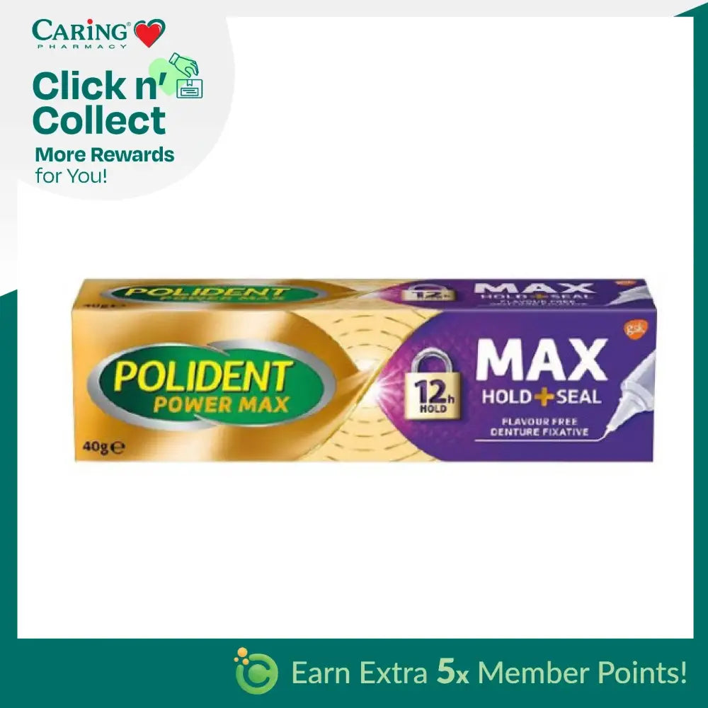 Polident Max Hold denture adhesive for secure hold and comfort, 40g tube suitable for all-day use