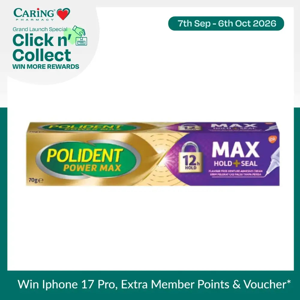 POLIDENT Power Max denture adhesive cream for strong 12-hour hold with Polident Max Hold denture adhesive