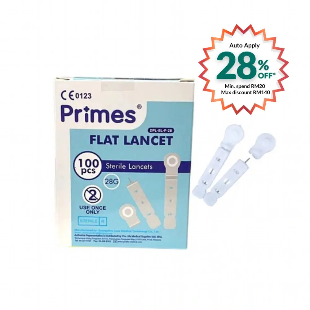 PRIMES FLAT LANCET 28G 100S