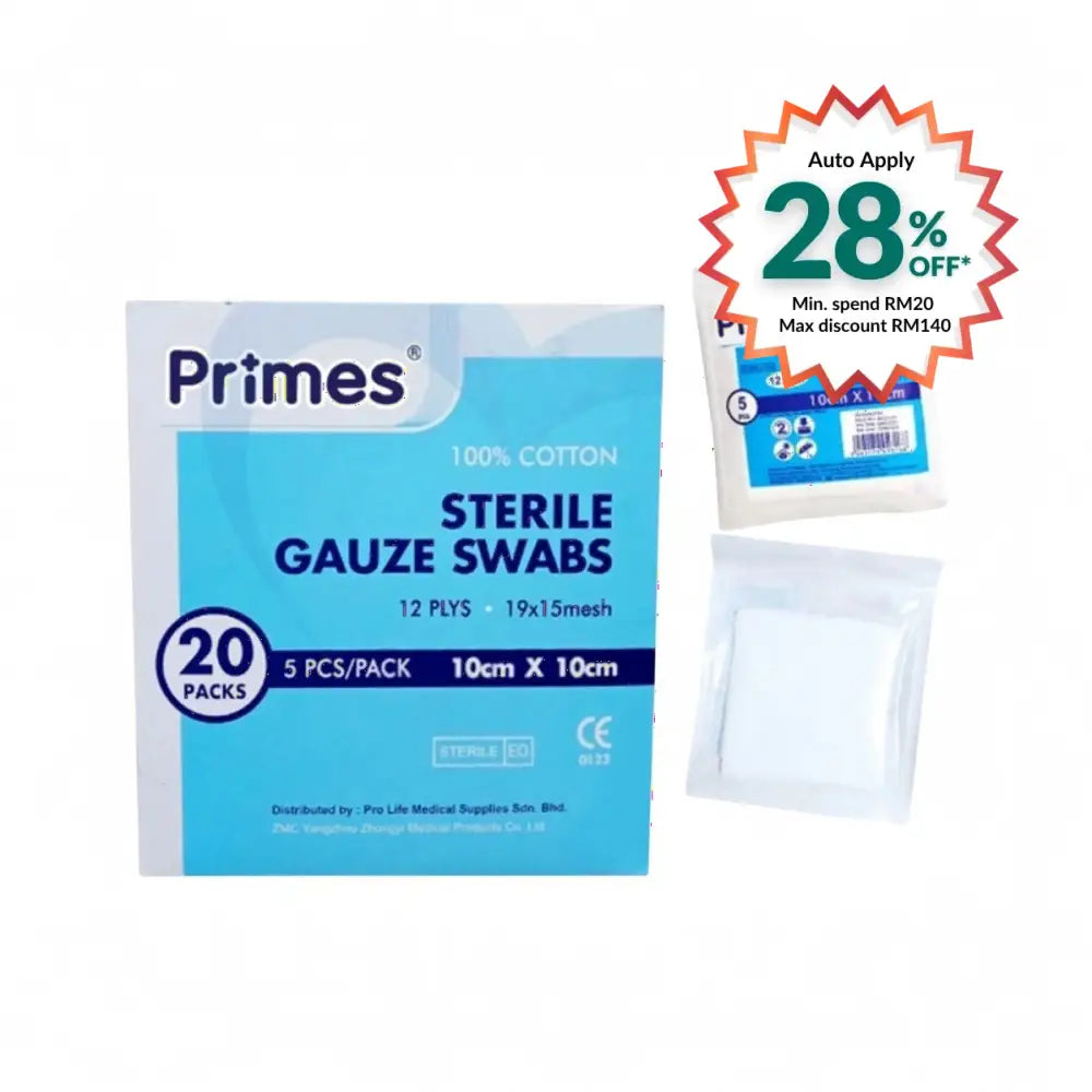 PRIMES STERILE GAUZE SWABS 10CMX10CM 5S