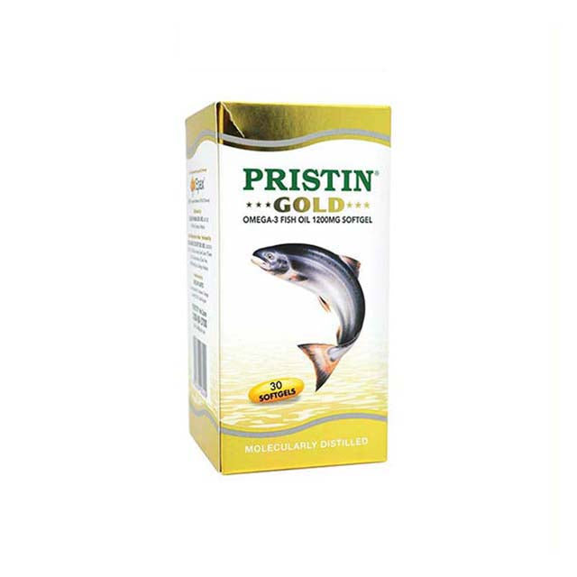 Pristin Gold Omega 3 fish oil 1200mg box of 30 softgels molecularly distilled supplement