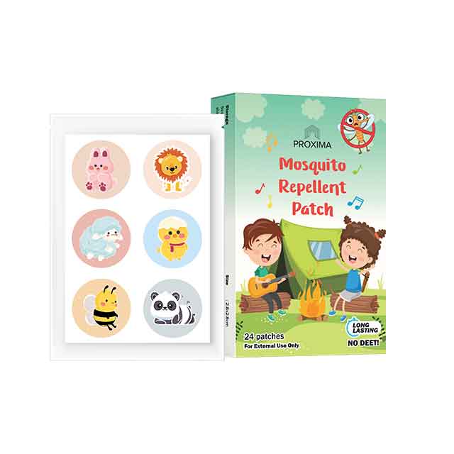 Proxima mosquito repellent patch box with 24 colorful patches for effective outdoor protection