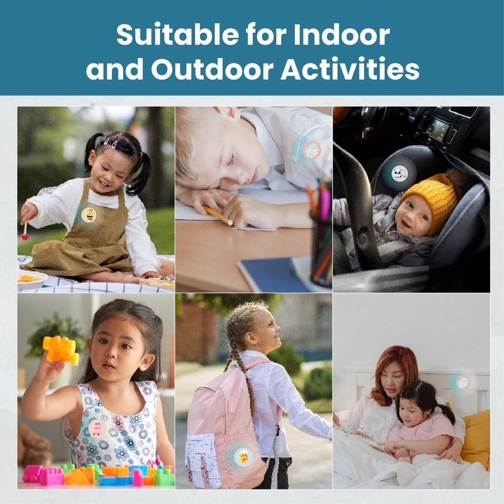 Proxima mosquito repellent patch suitable for indoor and outdoor activities with children enjoying various activities