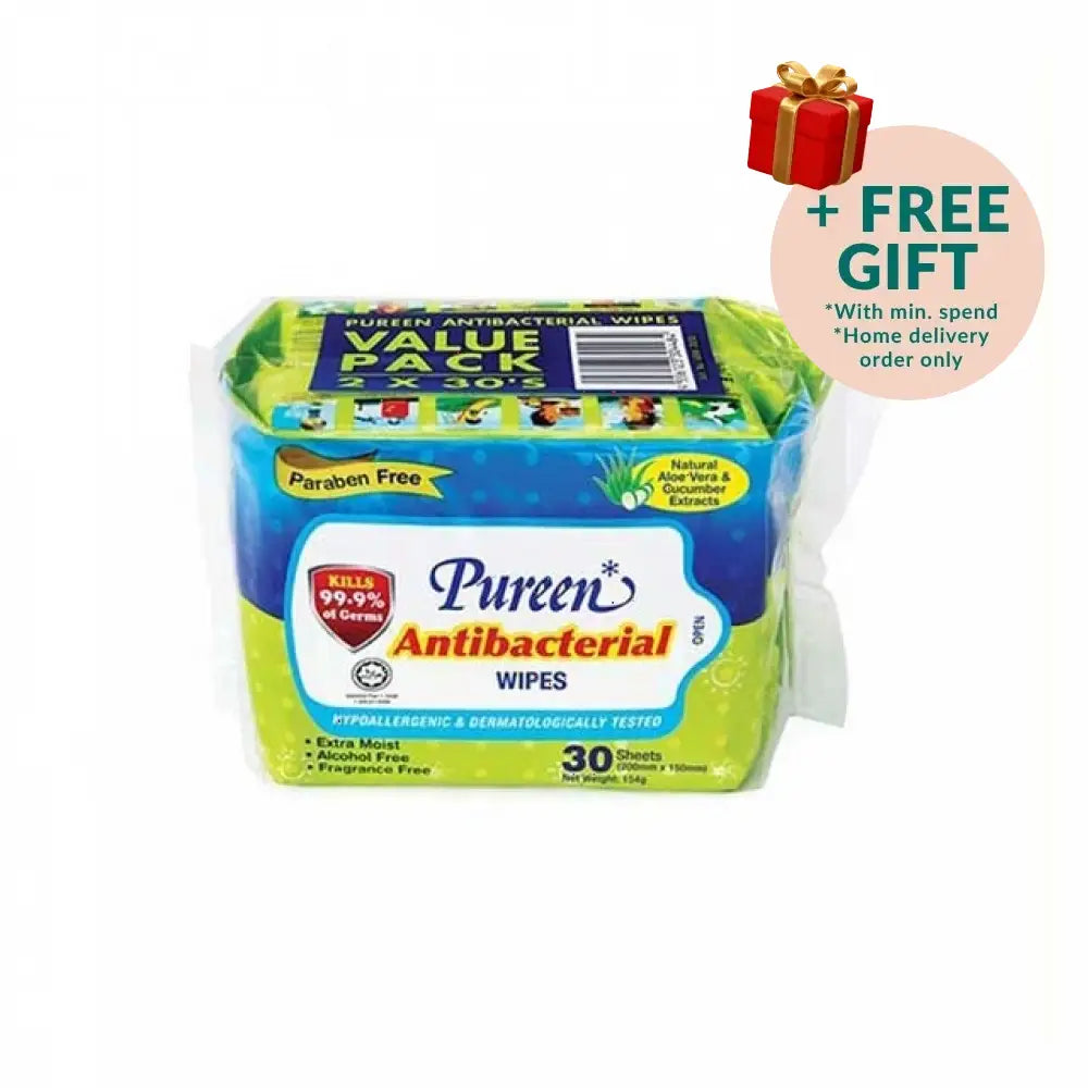 PUREEN ANTIBACTERIAL WIPES 30SX2