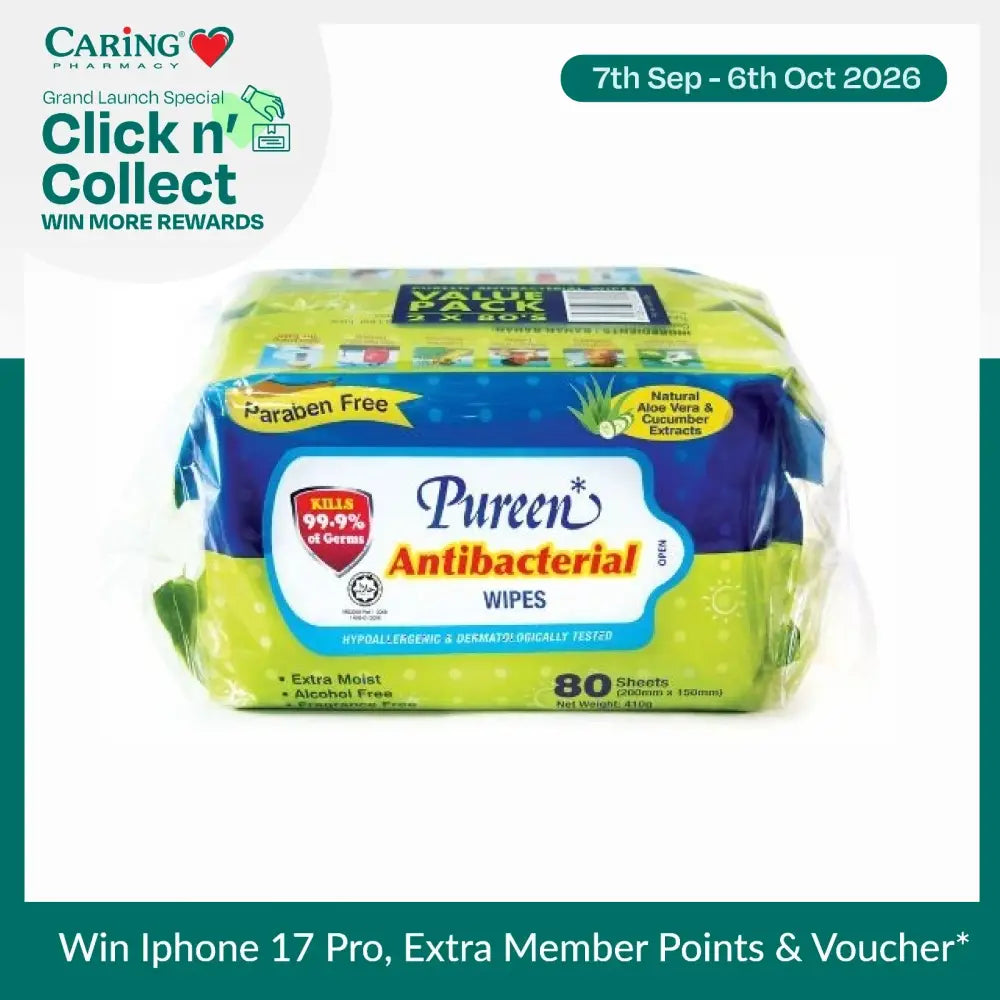 PUREEN ANTIBACTERIAL WIPES 80SX2